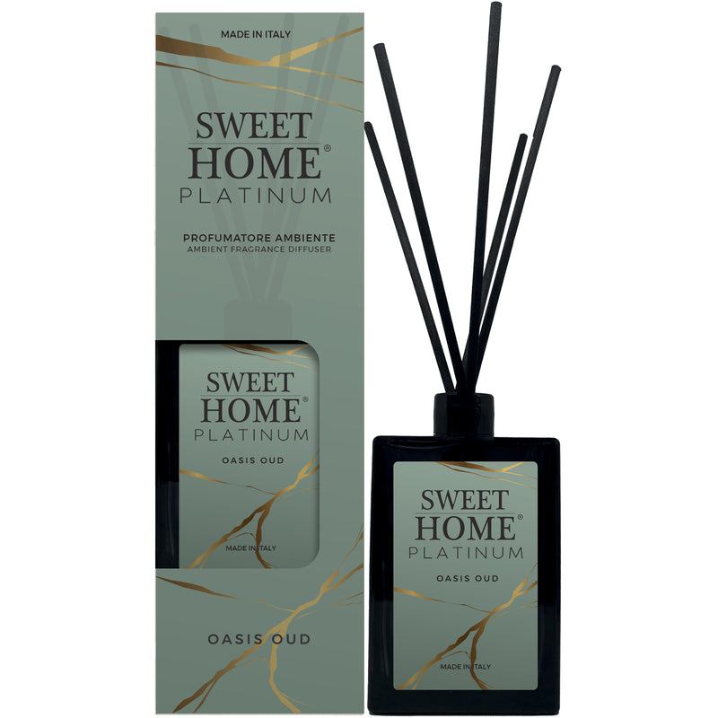 SWEET HOME COLLEZIONE PLATINUM CONFEZIONE PROFUMATORE AMBIENTE A BASTONCINIOASIS OUD 500 ML
